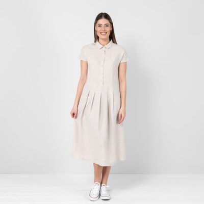 NICOLE Dress beige 8 beige midi linen dress