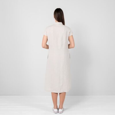 NICOLE Dress beige 14 beige midi linen dress, from backside