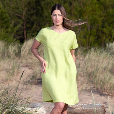 TIFANNY Dress light green 11 light green linen dress, washed.