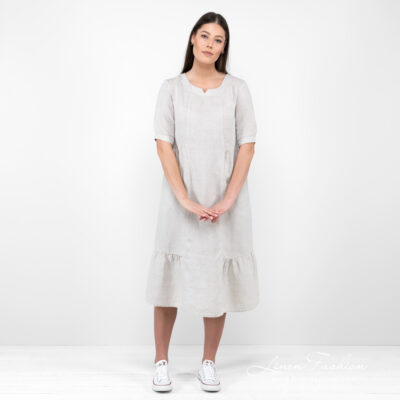LEONA Dress beige 7 beige long linen dress.