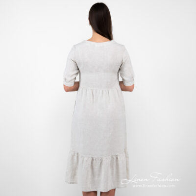 LEONA Dress beige 12 beige long linen dress from backside.