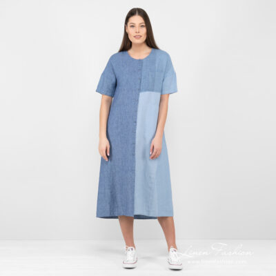 ALANA Dress blue 7 linen long blue shades dress.