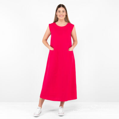 ELLE Dress fuchsia 12 fuchsia linen dress, long.