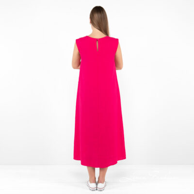 ELLE Dress fuchsia 8 fuchsia linen dress, backside.
