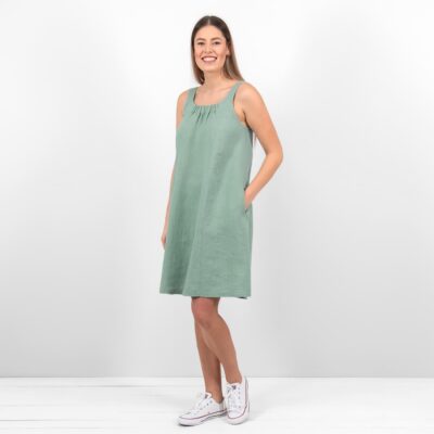 MINA Dress aqua green 7 aqua linen dress sleevless Mina