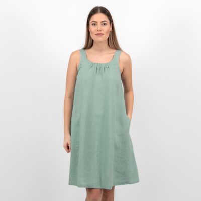 MINA Dress aqua green 8 aqua linen dress sleevless washed