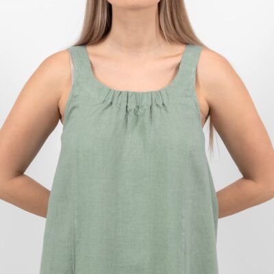 MINA Dress aqua green 9 aqua linen dress sleevless, wound neck