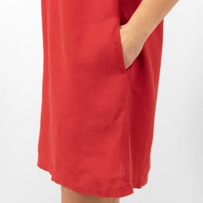 MIREN Dress red 11 red linen dress sode pockets