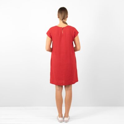 MIREN Dress red 12 red linen dress from backside
