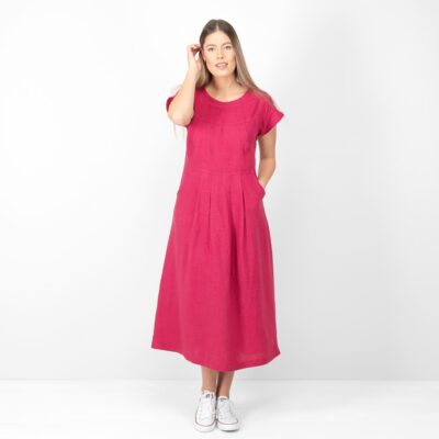 VERENA Dress red 8 long red linen dress, washed