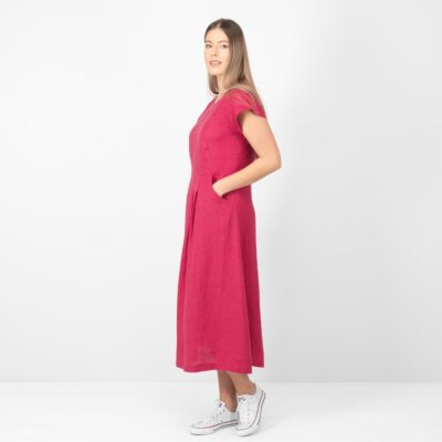 VERENA Dress red 9 long red linen dress, with folds