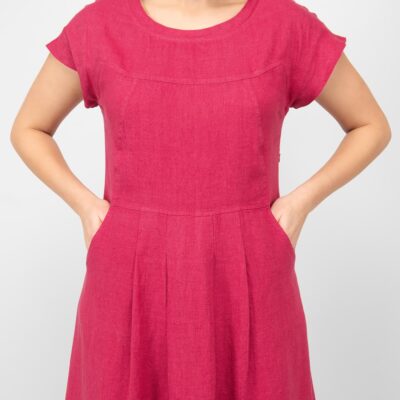 VERENA Dress red 11 long red linen dress, with pockets