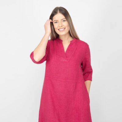 VENA Dress red 8 red long linen dress washed
