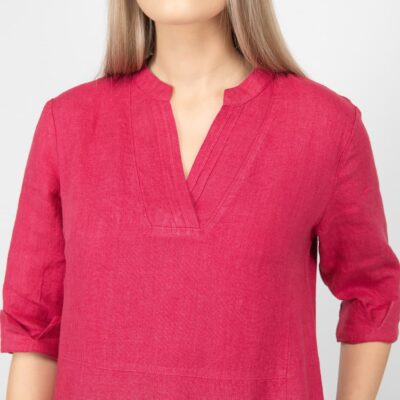 VENA Dress red 9 red long linen dress washed