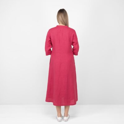 VENA Dress red 10 red long linen dress from backside