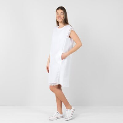 MILDA Dress white 8 White knee length linen dress
