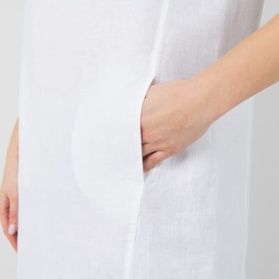 MILDA Dress white 10 White knee length linen dress, with pockets