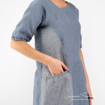 INDI Dress blue 9 100% linen dress in blue colour.