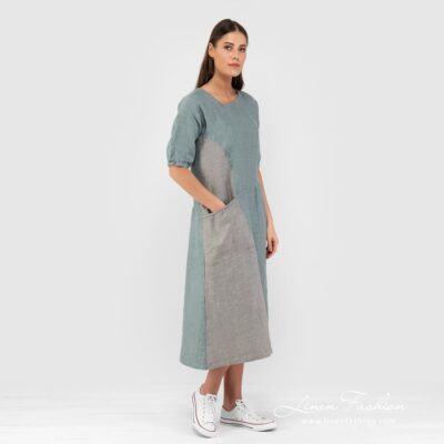INDI Dress green 9 Green coloured linen dress.
