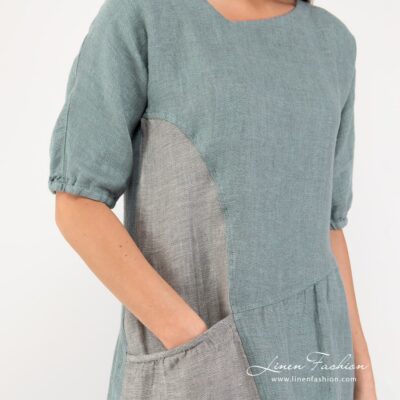 INDI Dress green 10 100% linen dress, green.