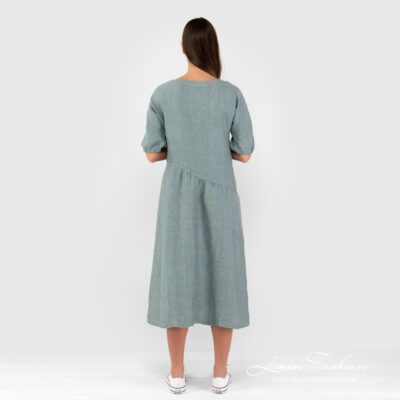 INDI Dress green 11 Linen dress in green colour.