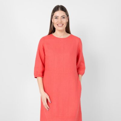 OSAKA Dress red 8 Red linen dress, 100% linen