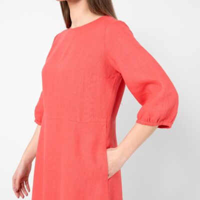 OSAKA Dress red 11 Red linen dress with pockets