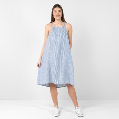CARMEN Dress blue striped 7 Blue striped linen dress