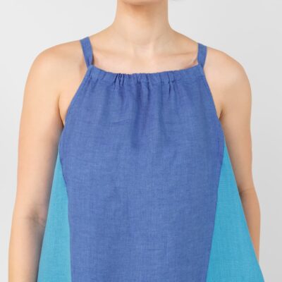 CARMEN Dress blue 8 Blue linen dress, sleeveless