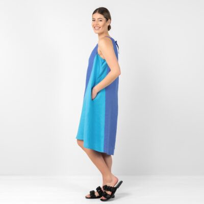 CARMEN Dress blue 10 Blue linen dress, 100% linen