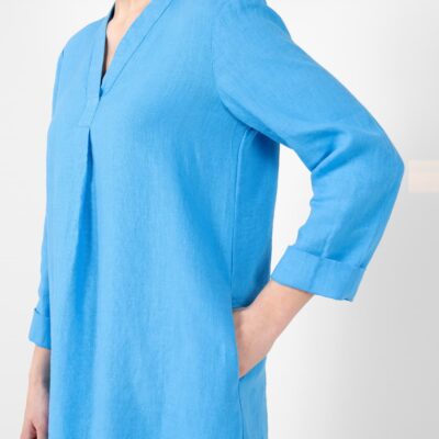 MARA Dress light blue 11 Light blue linen dress with pockets