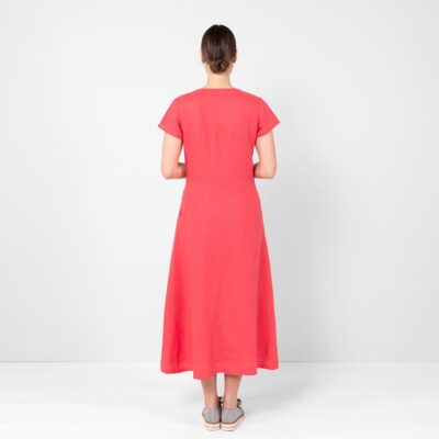 LAUREN Dress red 12 Red linen dress side zipper closure