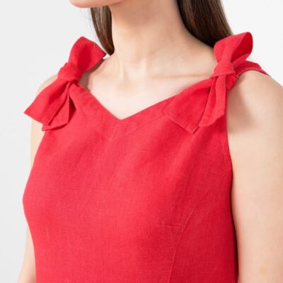 TUSCANY Dress red 10 Red linen dress with bows