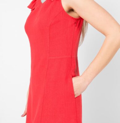 TUSCANY Dress red 11 Red linen dress with pockets