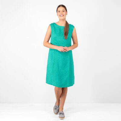 LUKA Dress bright green 6 green turquoise linen dress