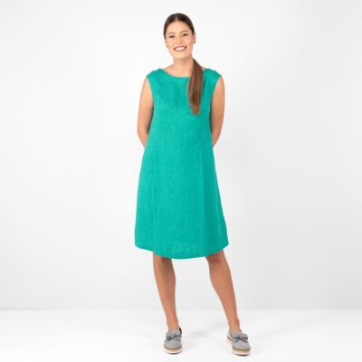 LUKA Dress bright green 7 green turquoise linen dress, washed