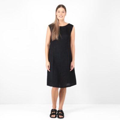LUKA Dress black 8 linen black dress, washed