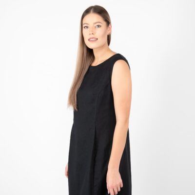LUKA Dress black 11 linen black dress knee lenght