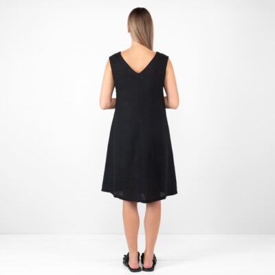 LUKA Dress black 12 linen black dress from backside