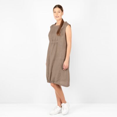 VIKI Dress brown 8 linen brown dress, washed