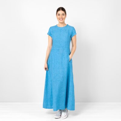 SIMA Dress blue 7 Blue linen dress, maxi length