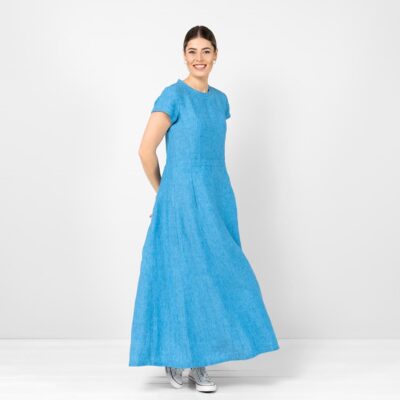 SIMA Dress blue 8 Blue linen dress, 100% linen