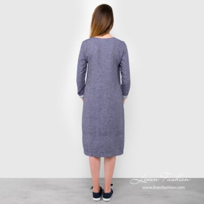MARTA Dress blue 10 Blue dress of linen-cotton fabric.