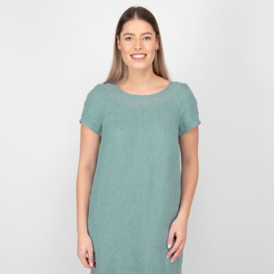 PROVENCE Dress aqua green 9 aqua linen dress washed