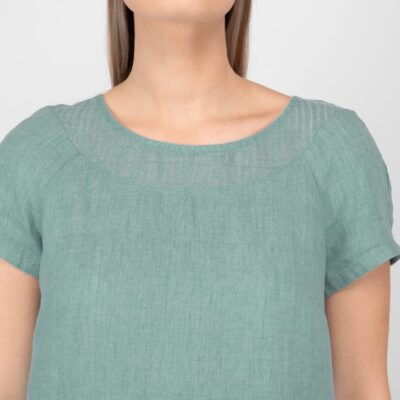 PROVENCE Dress aqua green 10 aqua linen dress rounded neck