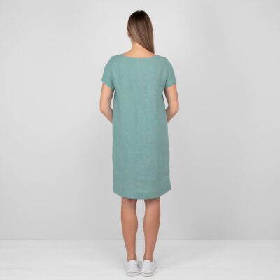 PROVENCE Dress aqua green 12 aqua linen dress from back