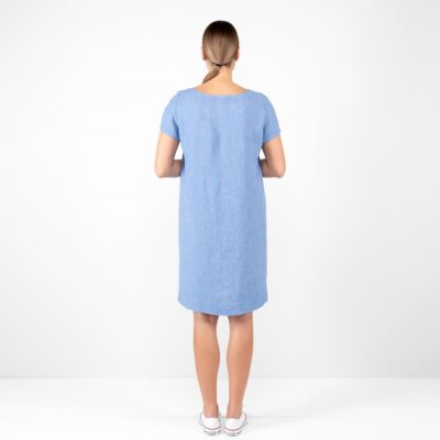 PROVENCE Dress blue 12 blue linen dress, from back