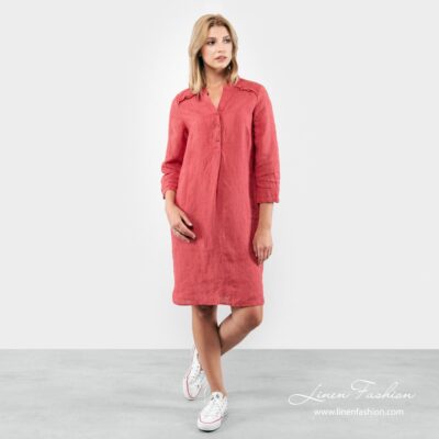 Linen coral full size dress