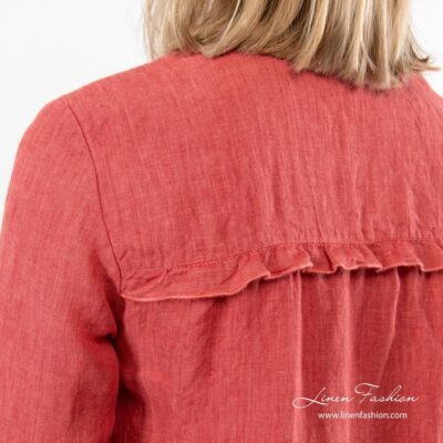 Linen coral dress back