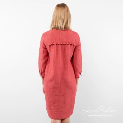 Linen coral dress full size back